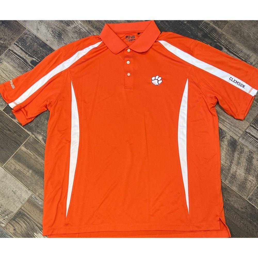 Ping Performance Mens Clemson Tigers‎ Short Sleeve Polo Shirt Orange Size XL